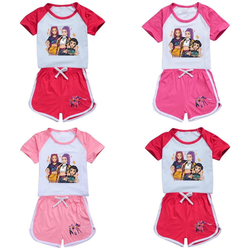 Kpop Demon Hunters Children Summer Short Sleeve Shorts Sport Set With Soft Cotton Fabric For Active Play