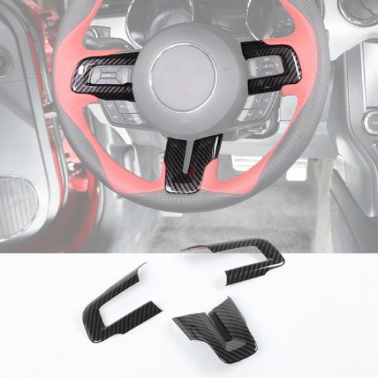 Steering Wheel Cover Trim Carbon Fiber For Ford Mustang 15+ Interior Accessories