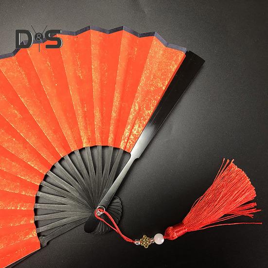 Mini składany wachlarz z frędzlami Lekki papierowy wachlarz ręczny w stylu chińskim Przenośny letni wachlarz chłodzący Dekoracja Akcesoria do kostiumu na imprezę