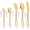 16Pcs Mirror Gold Cutlery Set Knife Fork Spoons Dinnerware Set Stainless Steel Tableware Western Flatware Kitchen Silverware Set