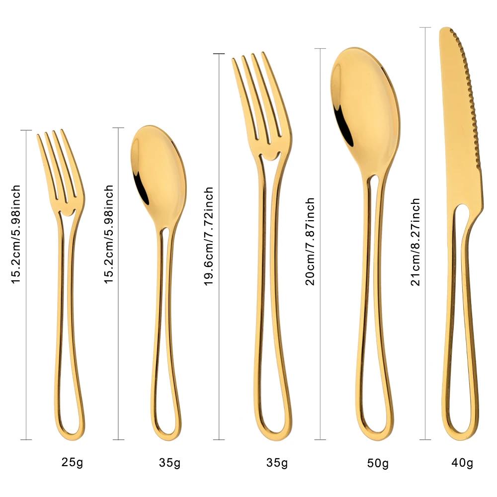 16Pcs Mirror Gold Cutlery Set Knife Fork Spoons Dinnerware Set Stainless Steel Tableware Western Flatware Kitchen Silverware Set