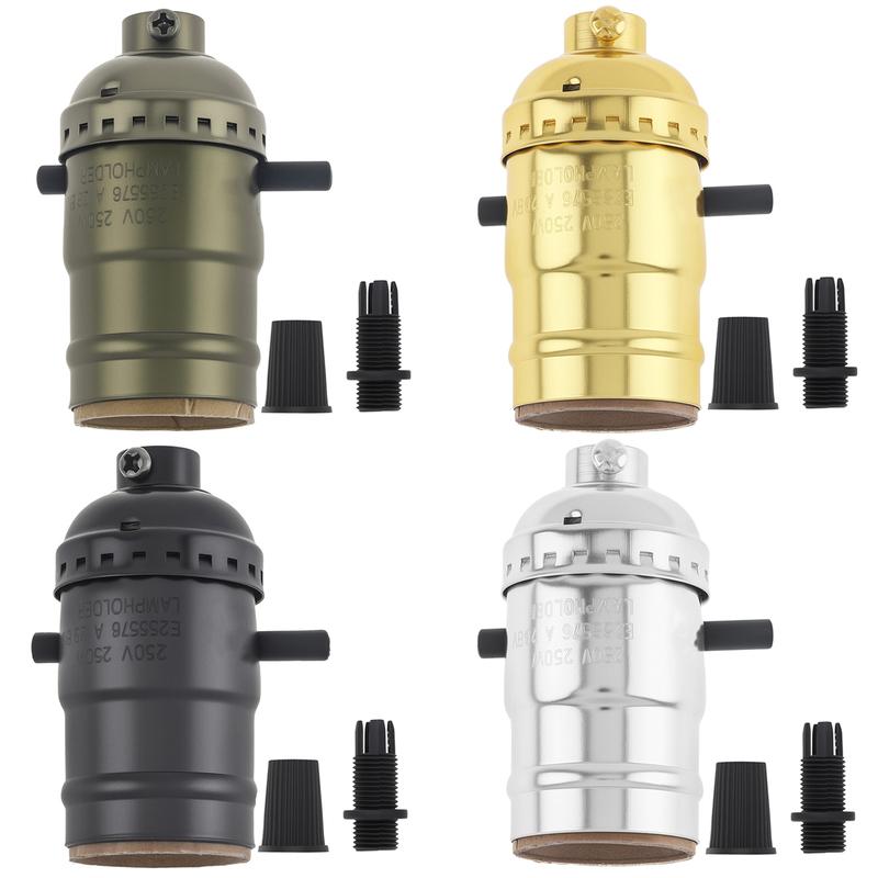 E26 / E27 Socket Vintage Retro Lamp Holder Aluminum Bulb Light Screw Sockets 4 Colors with Switch 110V/220V