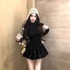 Women Sweet Cool Slim Fitted High Waist Long Sleeve Puffy Short Dress