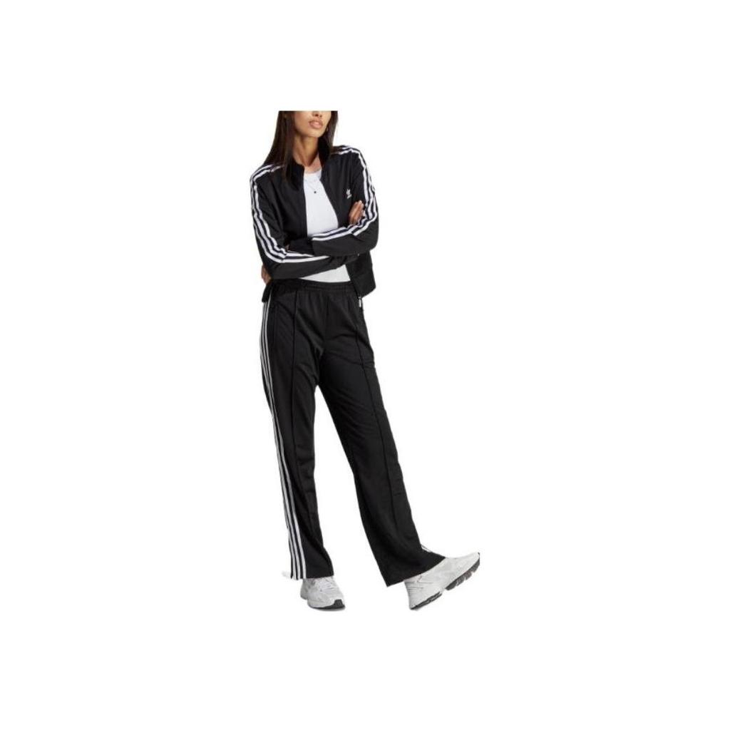 Adidas Originals Embroidered Trefoil Logo Zip-Up High Collar Casual Jacket Women Jackets Black IB7405