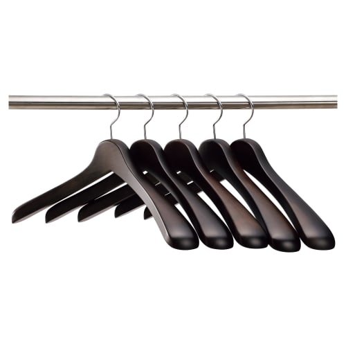 Nakata Hanger - Made in Japan Wooden Men's Jacket Hangers, Set of 5, Smoke Brown, SET-01N (430mm)