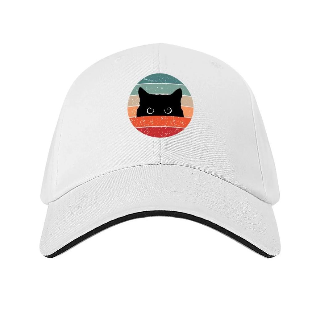Black Cat Peeking Vintage Baseball Cap Birthday Sun Caps Hat Unisex Luxury Snapback Cap Womens Beach Unisexs