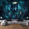 1Pc Blue-Eyed Wolf Tapestry Wall Hanging, Decorative Fabric Poster for Bedroom, Living Room, Dorm & Home Decor