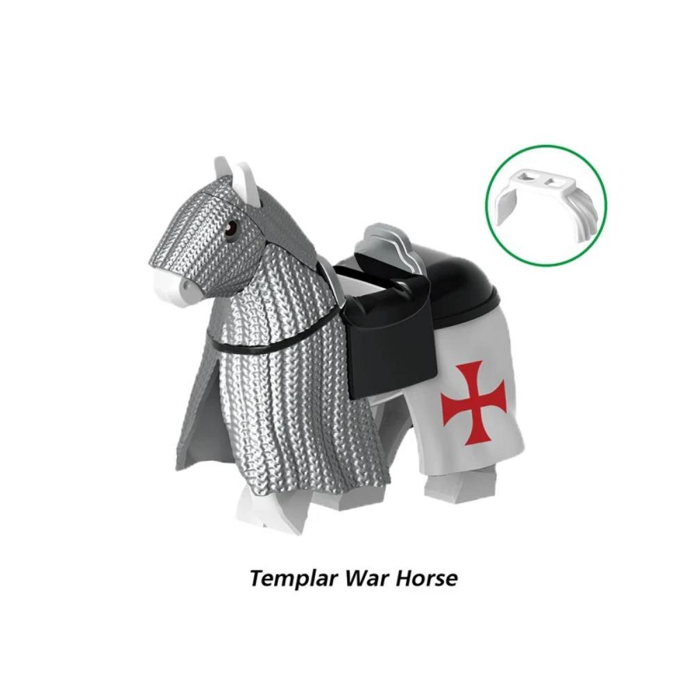 Militära Medeltida Byggklossar Soldatfigurer Riddare Utrustning Djurtillbehör Fäste Rüstning Krigshäst Miniklossar MOC