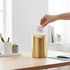 Gold Desktop Trash Can - 304 Stainless Steel Mini Bin with Lid, Light Luxury Storage Basket