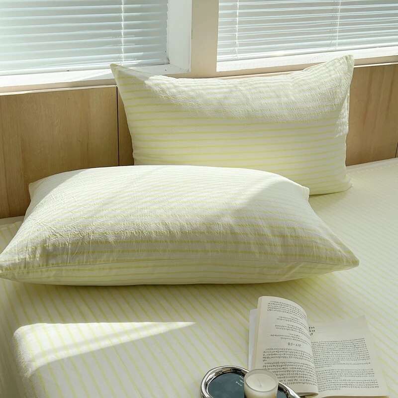 Solstice 100% Cotton Pillowcase Set - 2pcs Stripe 48x74cm, Skin-Friendly Funda Almohada Cushion Cover