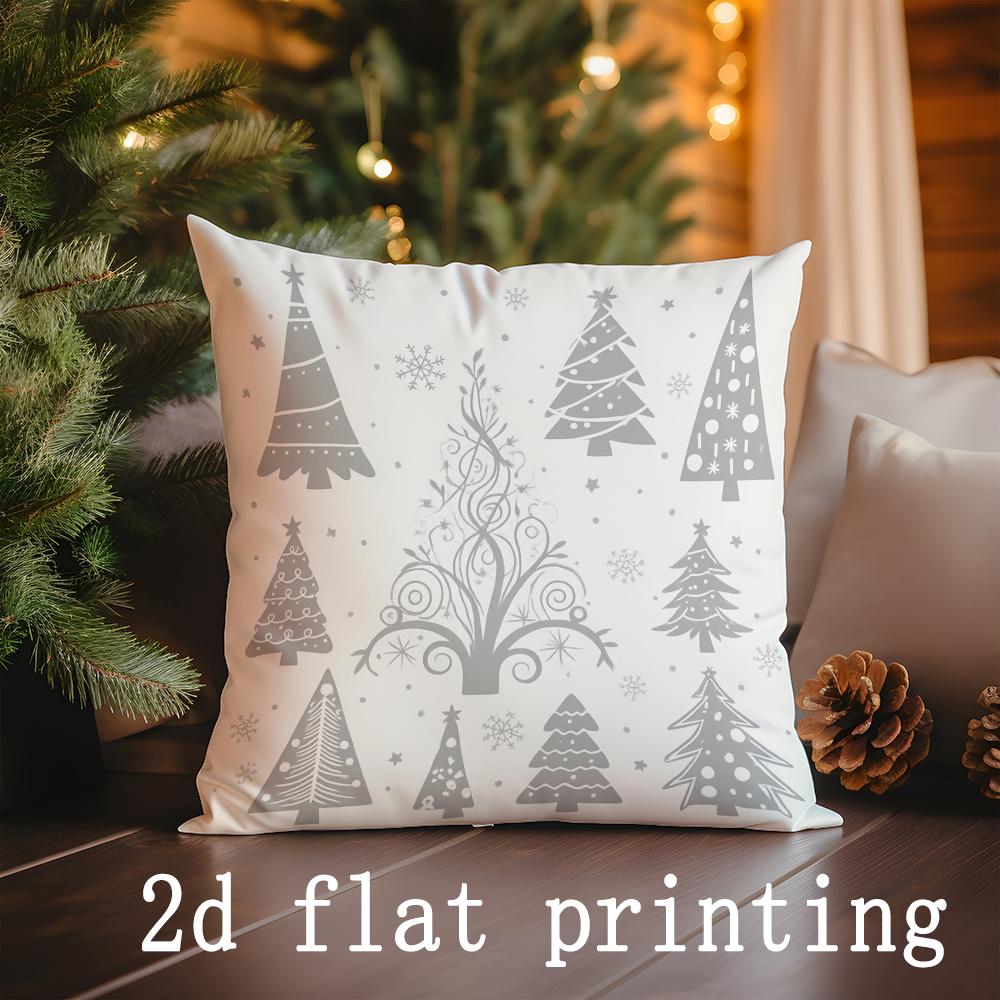 Home Decor Christmas Snowflake & Tree Pattern Pillows Pattern Cushion Cover Suitable for Sofa Bedroom Car Pillow Cover