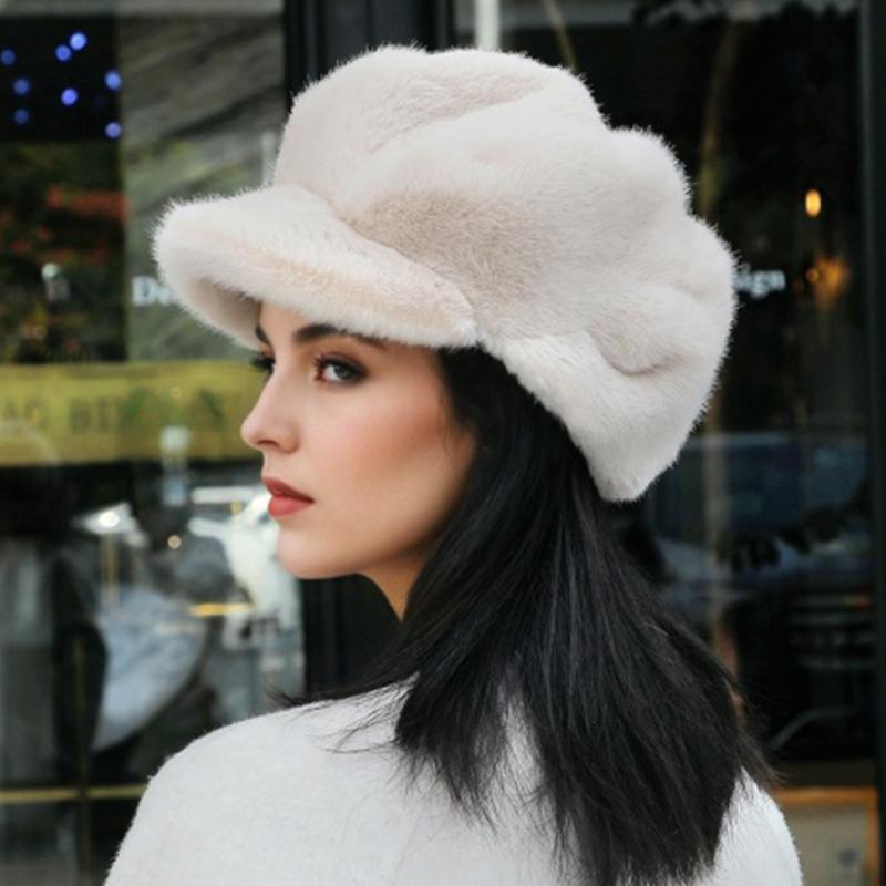 Winter Beret French Style Solid Color Design Versatile Wide Brim Hat Warmth Octagonal Hat Elegant One Size