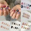 10Pcs French Short Oval Press On Nails Simple Block Stripes And Star Designs Glossy Mix And Match False Nails