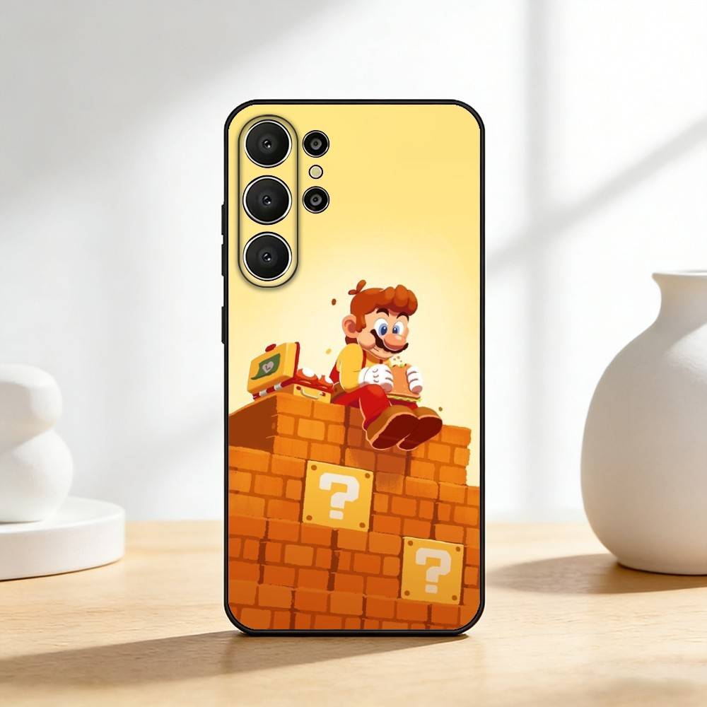 Anime Super M-MarioS Bros Phone Case For Samsung S26,S25,24,23,22,30,21,10,9,Ultra,Plus,Lite,Black Soft Case
