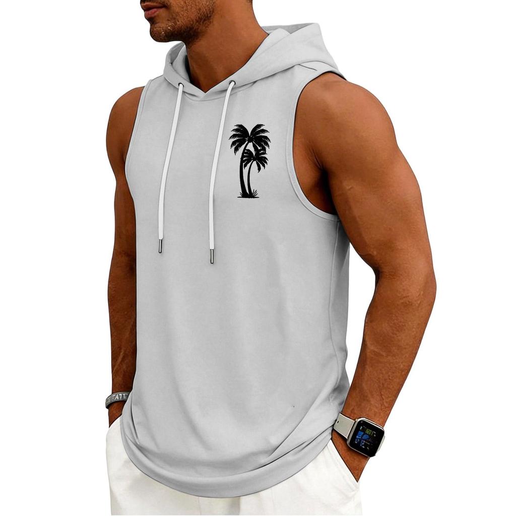 Men's Tank Top Gym Sleeveless Hoodie Shirt Washed Sports Muscle Shirts Fitness Vest With Hood