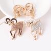 Animal Design Goat Sheep Rhinestone Keychain Shiny Crystal Alloy Key Ring Lovely Bag Pendant for Car Key Schoolbag Decor