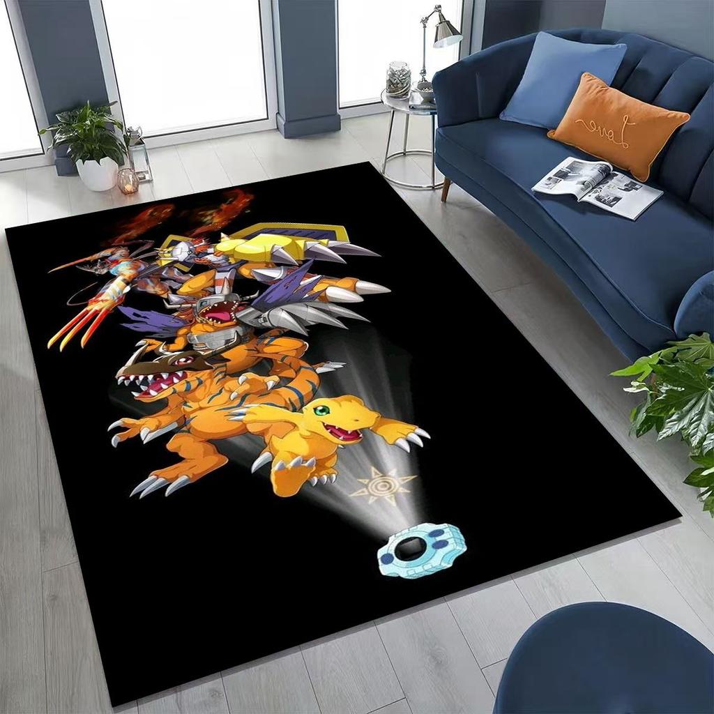 Retro Digimon Adventure Angewomon Agumon Cartoon Rug for Bedroom Living Room Sofa Home Doormat Decor,Kids Non-slip Floor Mat