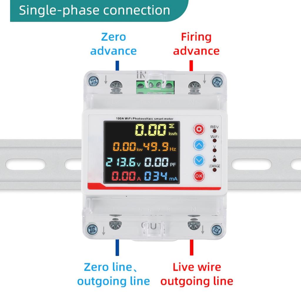Smart Electric Meter 100A with For Tuya WiFi for PV Use 220V Device Offering Real Time Data and Multiple Protection Mechanisms