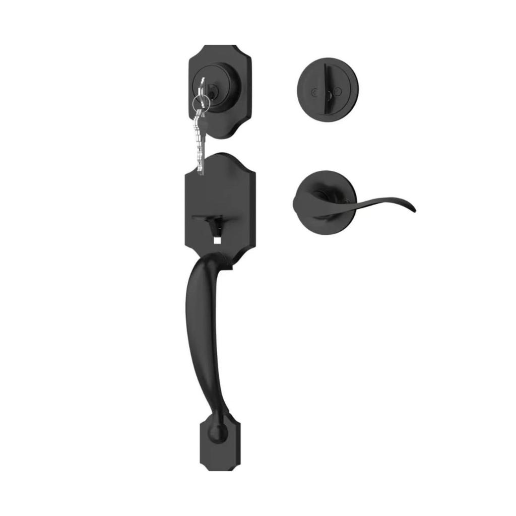 Door Handle Lock Zinc Alloy Aluminum Alloy Heavy Duty Entry Door Handle with Lock and Key for Bathroom Bedroom