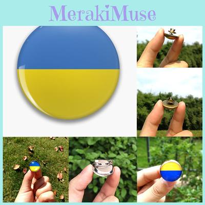 Stylish Ukraine Flag Button Badge Brooch For Backpacks And Satchels