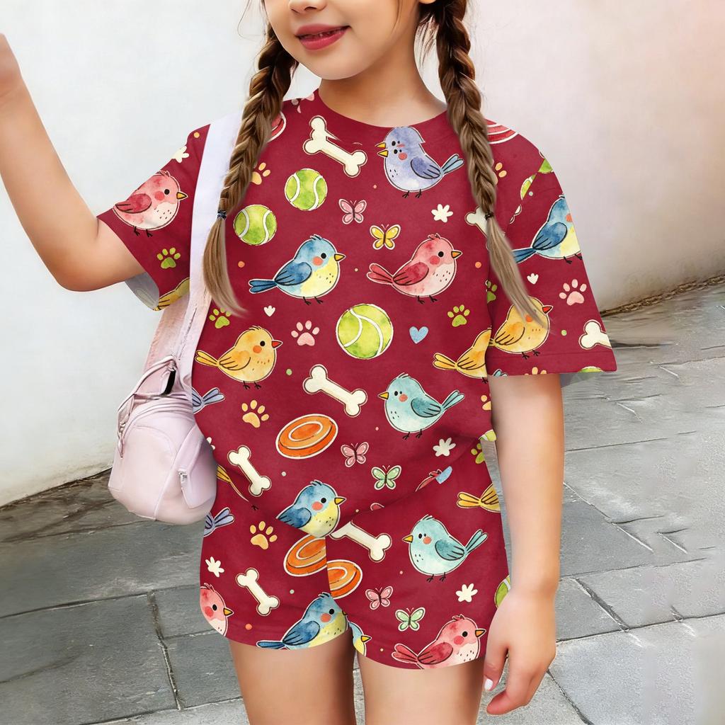 Kids Casual Short Sleeve Top and Shorts Set Animal Print Lightweight Summer Outfit Soft Fabric Comfortable Fit