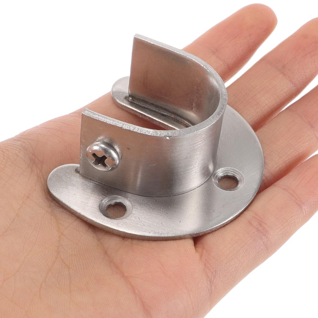 Black Stainless Steel Flange Seat for Closet Rods Heavy Duty Wall Mount Pole Socket Round Tube Holder Organizing Closet Storage