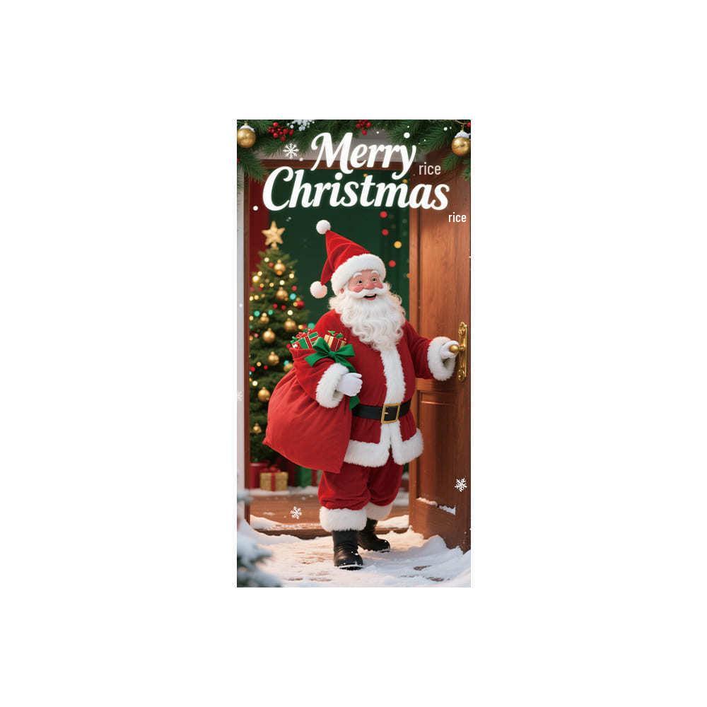 Christmas Door Cover Banner: Santa Claus, Snowman & Reindeer