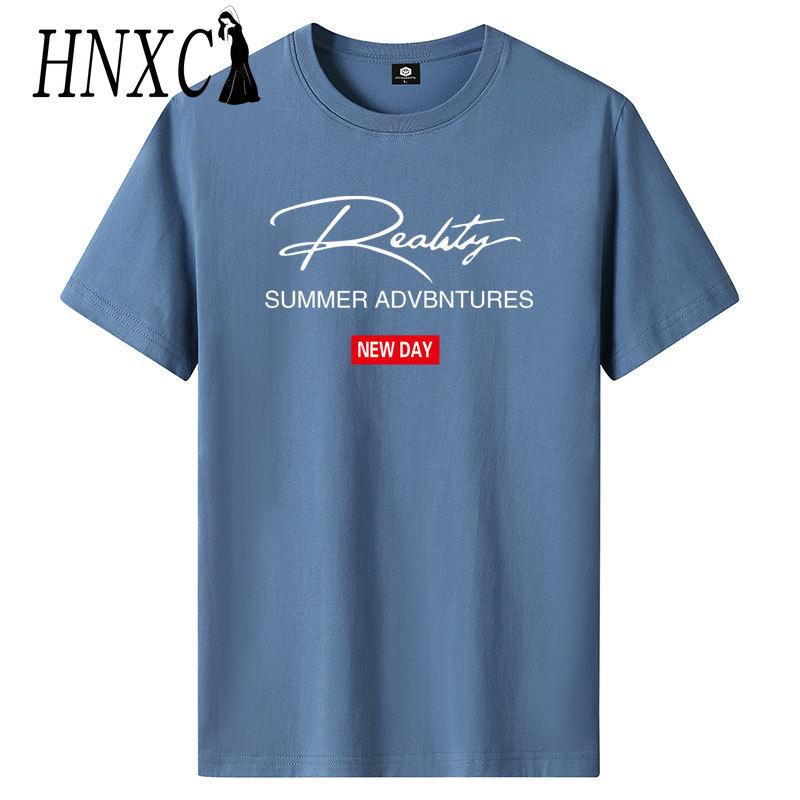 HNXC Cotton Short Sleeve T-shirt Men's Fashion Loose Half Sleeve Shirt Printed Compassionate Shirt