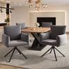 Ensemble de 4 chaises de salle à manger, Fauteuil rembourré avec 4 pieds en métal, Chaise pivotante à 360 degrés, Chaise de salon, de chambre, de bureau, Soutien lombaire, Velours