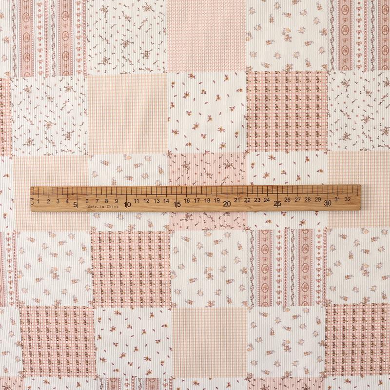 0.5m/1m/2m Korean Grid Splicing Printing Corduroy Fabrics for Sewing Children's Clothing Tablecloths Quilts Handmade DIY Fabrics