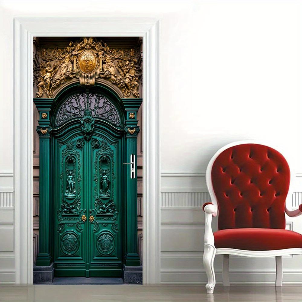 Kupfergrün mit goldenem Türsticker Tapete PVC Landschaft Heimdekor Möbel Vinylfolie Wasserdichter Wandsticker Schlafzimmertür Dekorfolie