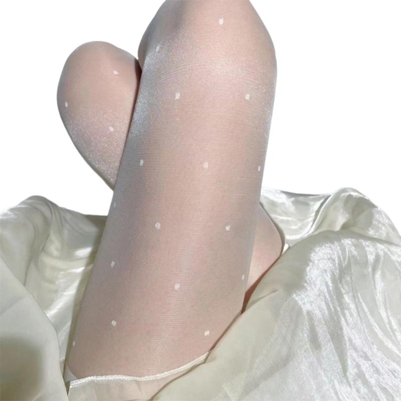 Women Thin Candy Colored Stockings Small Dots Print Sexy Sheer Pantyhose Tights