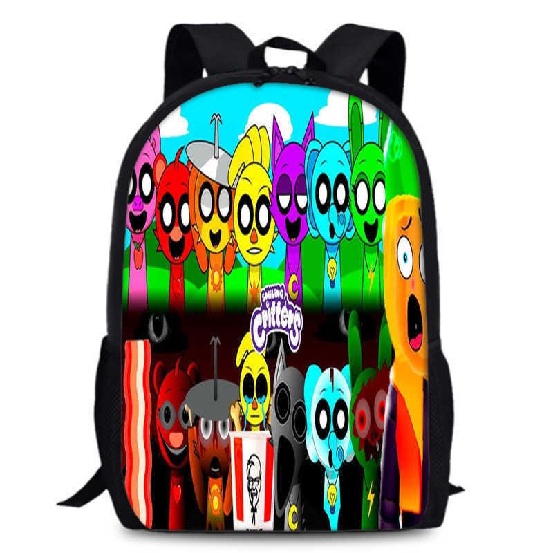 Sprunki 15in Large Capacity Backpack Durable Oxford Fabric School Bag For Students Teens Lightweight Design