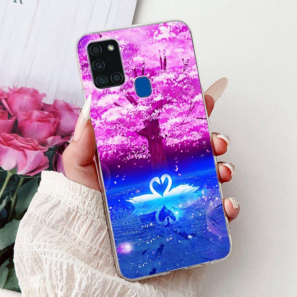 For Samsung A21s Case Cover Clear Fashion Luxury Cute Painted Back Cover For Samsung Galaxy A21s Phone Case A217F A217M A217N