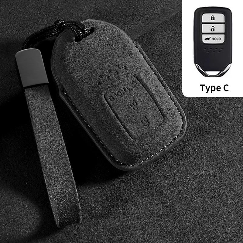 Suede Car Key Case Cover Shell Fob For For Honda Fit Lucky Vezel City Civic Jazz Brv Br-V Hrv Hr-V Freed Car Smart Key Bag