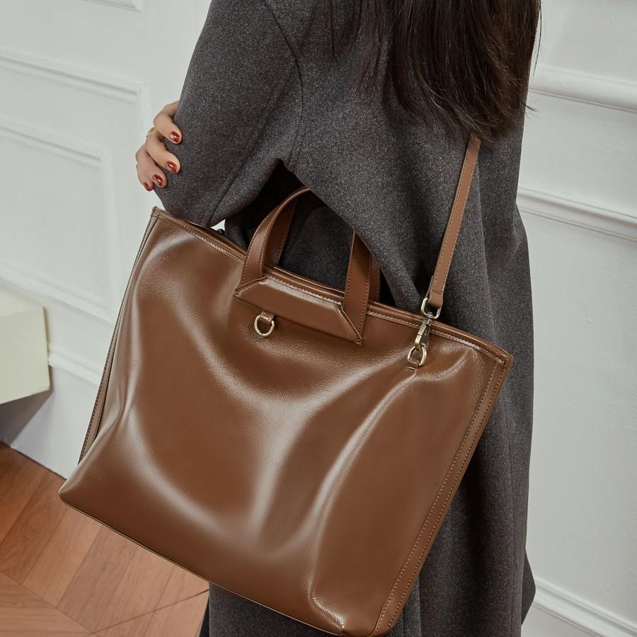 Top Layer Vegetable Tanned Simple Underarm Bag Single Shoulder Crossbody Bag Commuting Large Capacity Tote Bag