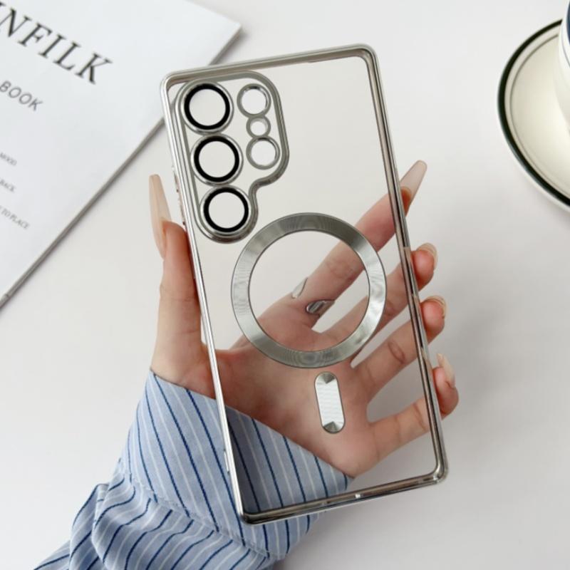 Luxury Plating For Magsafe Magnetic Case For Samsung S25 S24 S23 S22 S21 S20 FE Ultra Plus A06 A16 A55 A35 A25 A15 Clear Cover