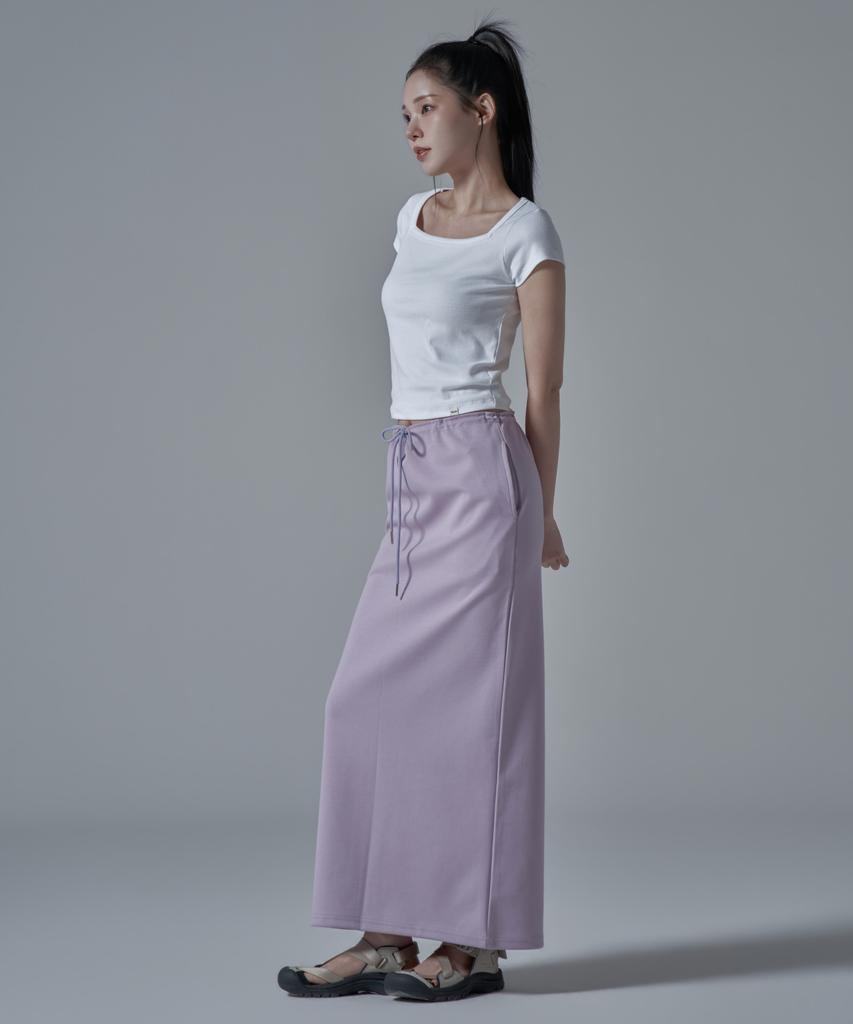 WAARFORWOMAN Wsk-04 String Banding Long Skirt_Lavender