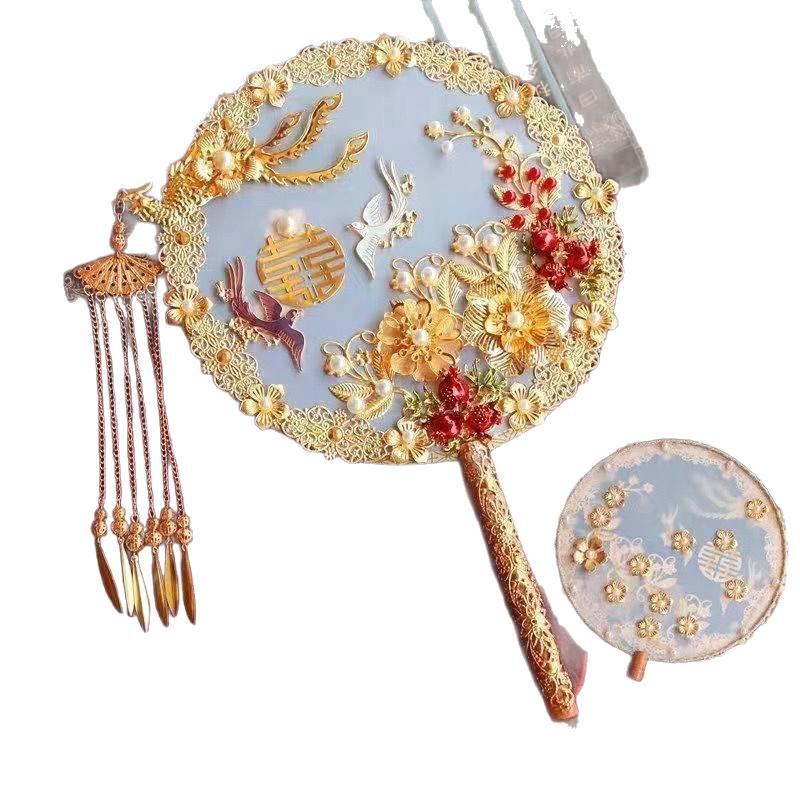 Double-Sided Handmade Bridal Fan for Chinese Style Weddings