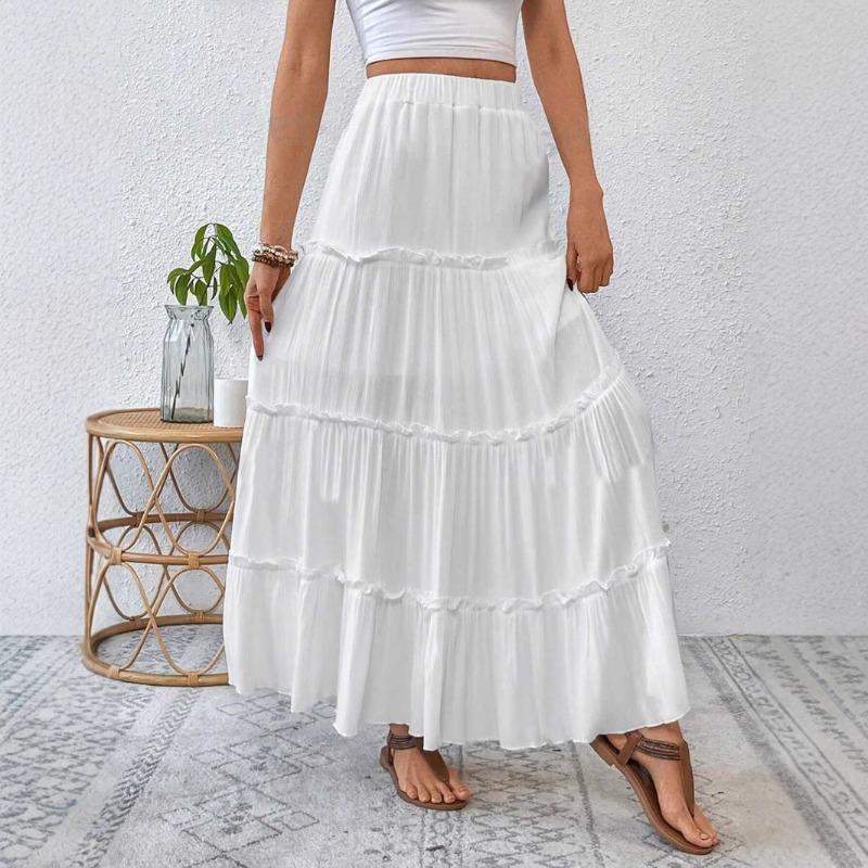 Direct sales pleated skirt spring and summer elastic high waist cover mid-length skirt sweet A-word cake skirt, female