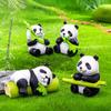 8 st Panda Tårttoppar Miniatyr Djurfigurer för Festdekorationer och DIY Trädgård Krukväxt Hantverk Ornament