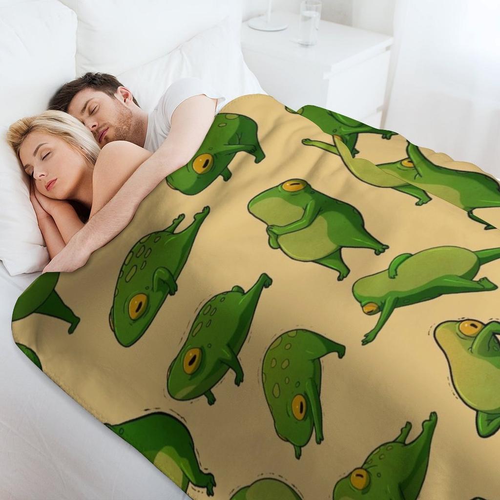 Yoga Frogs Poster With Text Throw Blanket Soft Plush Blanket as Housewarming Gift