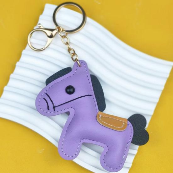 Yousheng Keychain Pendant Synthetic Leather Horse Charm Keyring with Rope Vibrant Colors Key Holder Bag Accessory