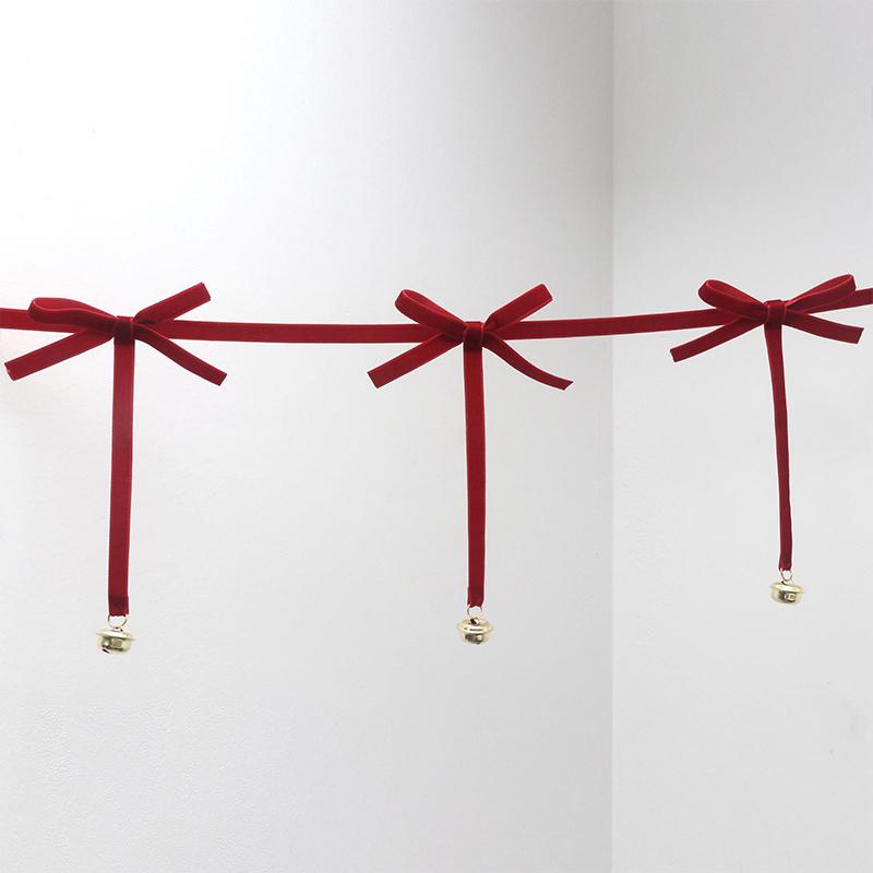 Christmas Home Decorations Handmade Bow Bells New Year Party Warm Atmosphere Decor Hanging Pendants Bows Diy Xmas Tree Ornaments