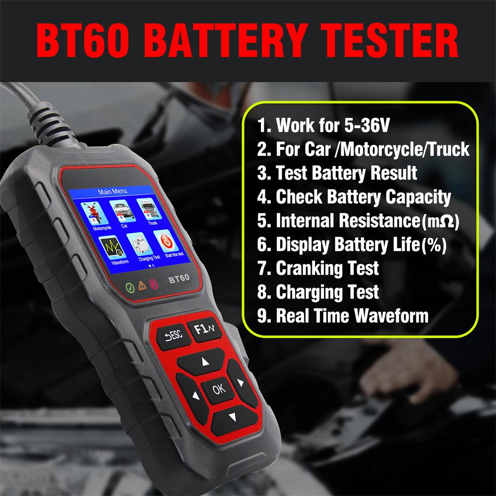 NEW Digital Battery Analyzer Tester For 12V 24V Car Truck Motorcycle Universal