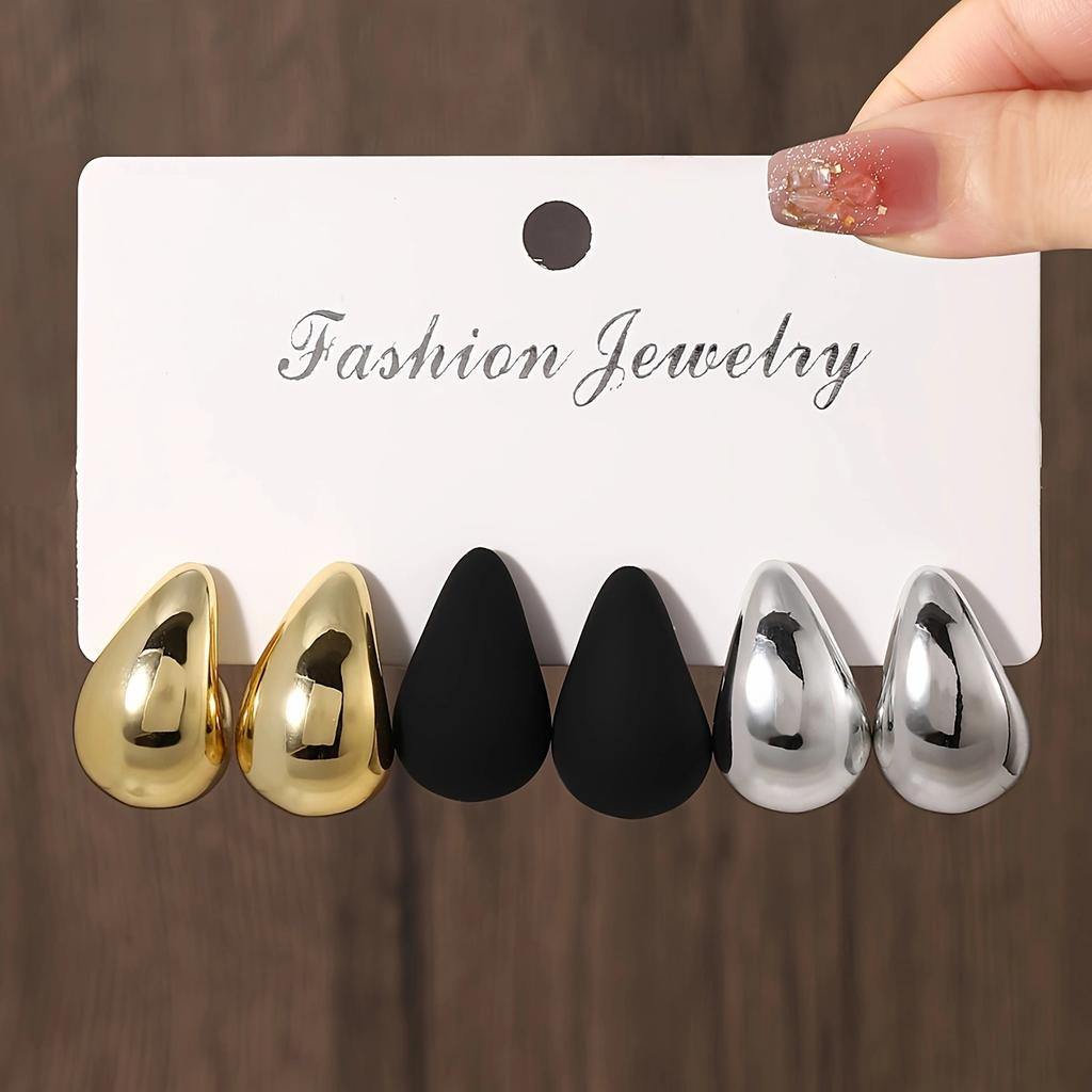 Punk Trendy Thick Water Drop Stud Earrings Fashion Multi Color Geometric Earrings Women's Aesthetic Party Zircon Gifts