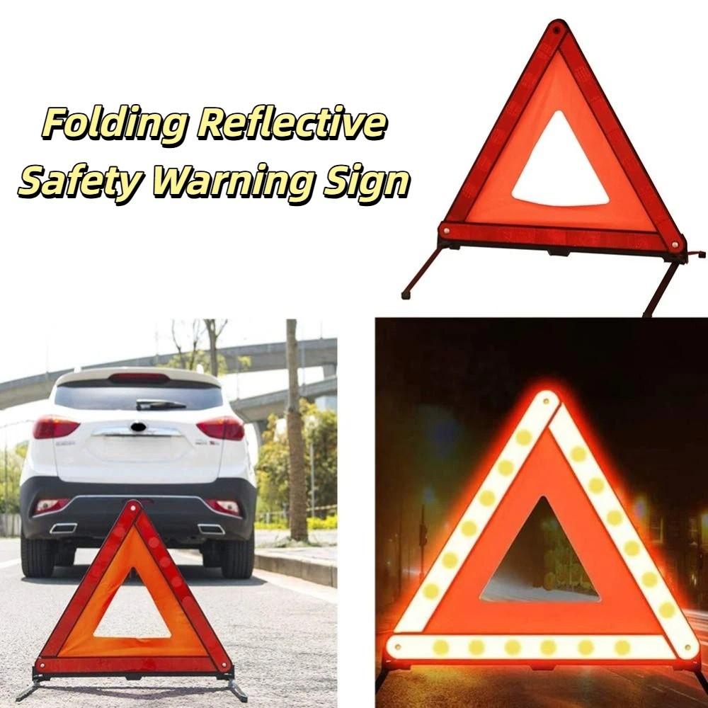 Portable Folding Warning Triangles Red Reflective Hazard Triangle  Breakdown Rescue