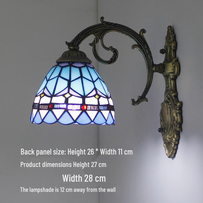 Retro European Tiffany-Style Wall Lamp for Bedroom, Hallway, or Bathroom Mirror