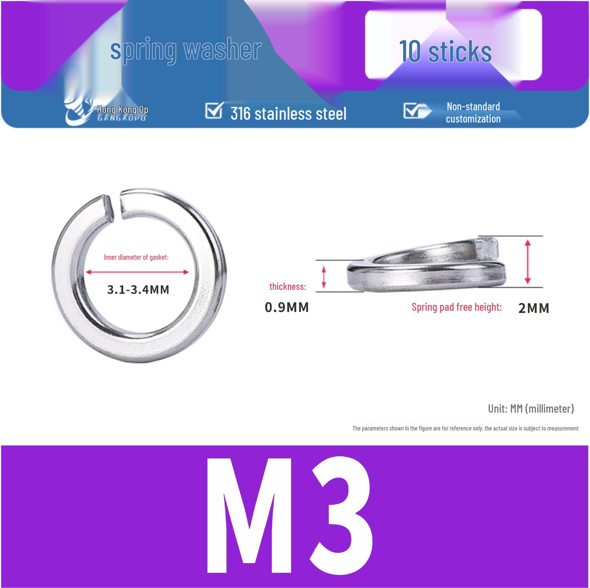

Stainless Steel Spring Washer GB93 (M3-M8) - 304/201/316 Open Elastic Washer