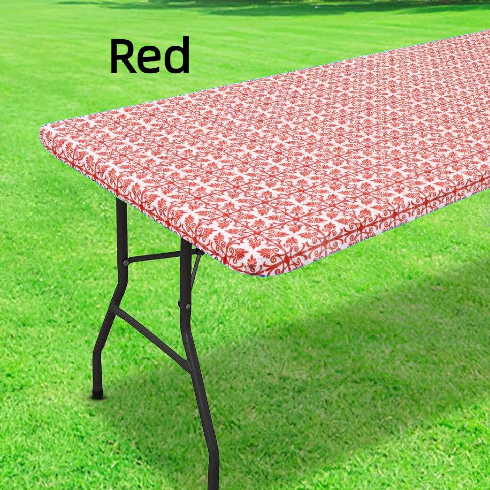Waschbare 4/6/8 Fuß große Outdoor-Tischdecke mit elastischen Kanten – perfekt für Camping, Picknicks und Gartenpartys – strapazierfähiges Polyester